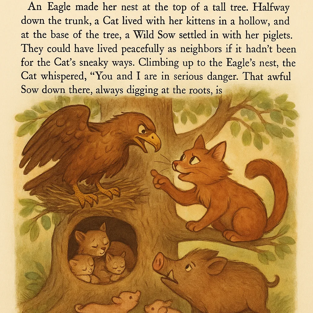 The Eagle, the Cat, and the Wild Sow
