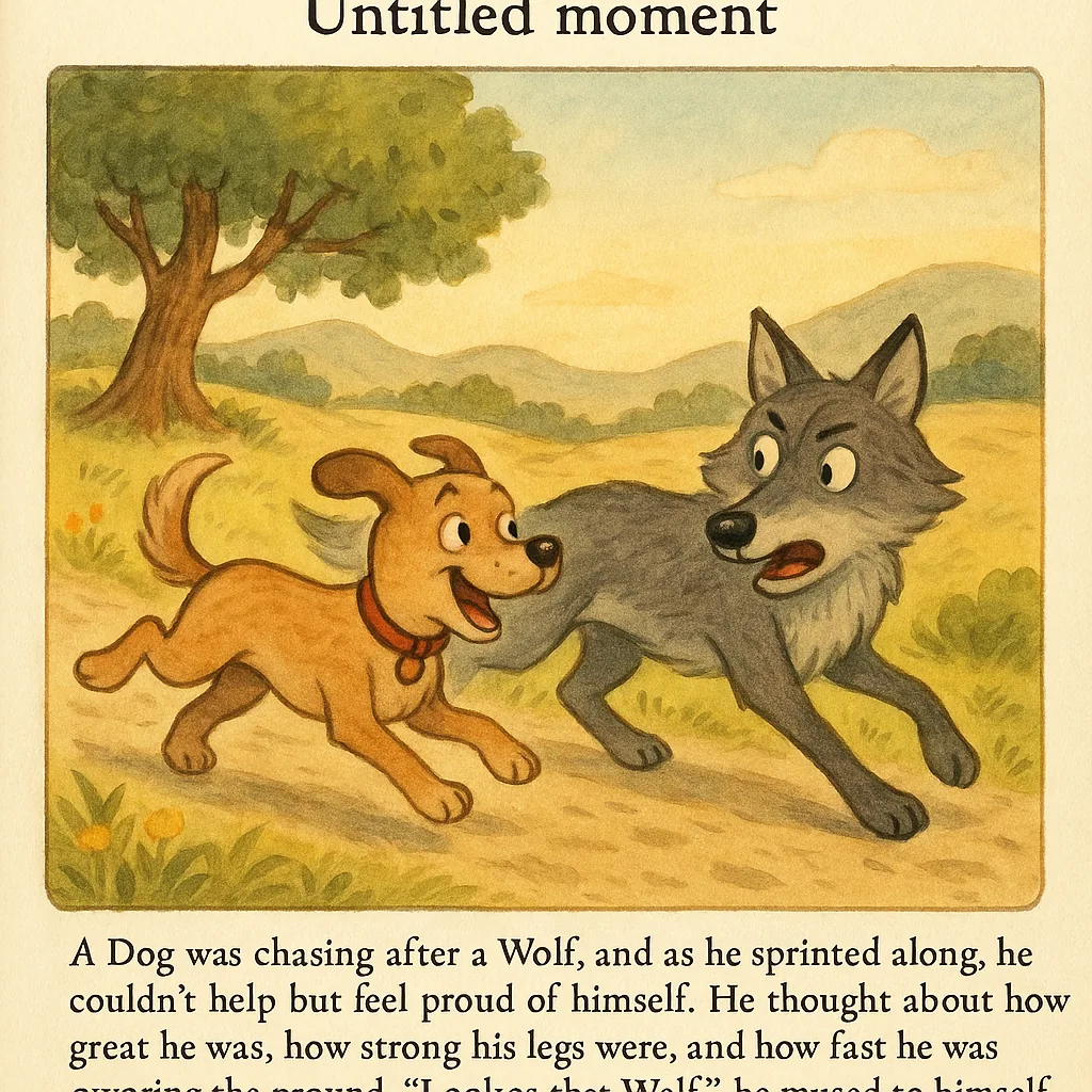 The Dog Chasing a Wolf